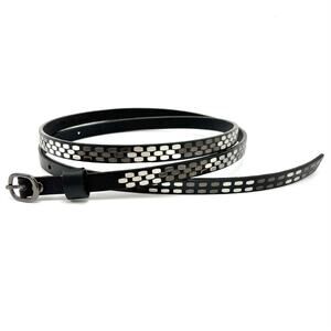 Eddie Bauer Skinny Belt XL Rivet Studded Black Leather 38-42 Emo Boho Punk Y2K